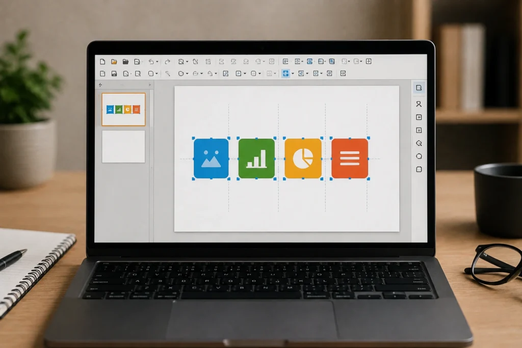 Como alinhar vários objetos rapidamente no LibreOffice Impress