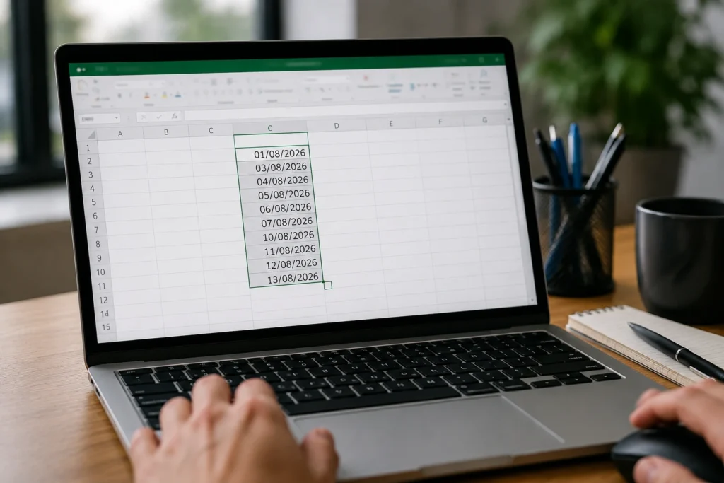 Como preencher datas úteis automaticamente no Excel