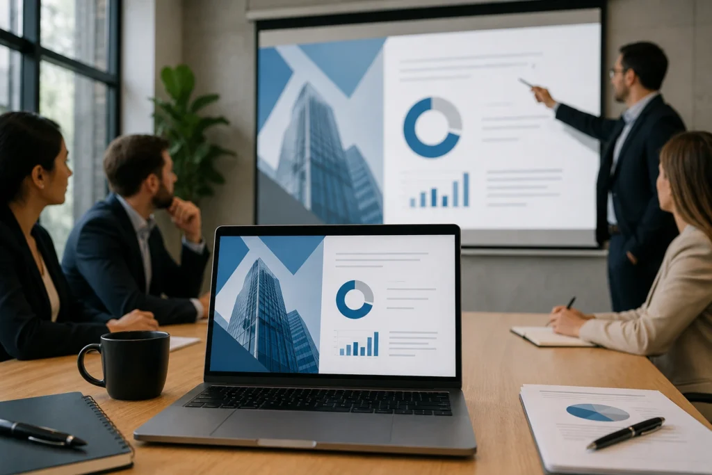 Modelo de apresentação profissional no PowerPoint para empresas