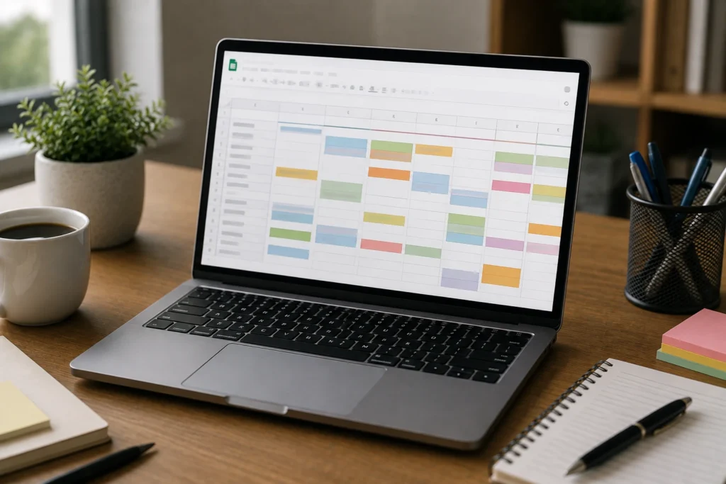 Modelo de calendário editorial no Google Sheets